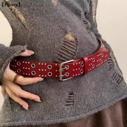 〔Funny〕Women's Rivet Belt Fashion Casual Punk Style Pu Leather Waistband Personalized Waistband Decoration Accessory