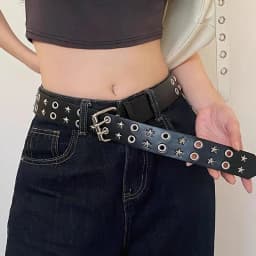 〔Funny〕Women's Rivet Belt Fashion Casual Punk Style Pu Leather Waistband Personalized Waistband Decoration Accessory