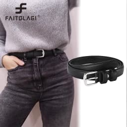 Black Wild Women Jeans Thin Belt Simple Silver Pin Buckle Pants Belts Female PU Leather Waist Strap Youth Students Waistband