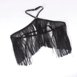 UYEE Women's Black Halter Top with Tassel Detail Adjustable Elastic Harness Casual All-Season Wear Belt