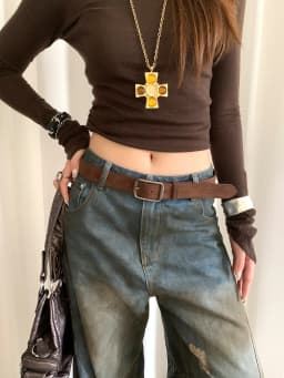 Korean Version Of Retro Velvet Brown Belt For Women A Small Number Of Skirts And Jeans Belts With A High-End Feel