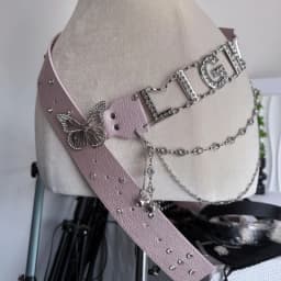 New Personalised Y2k Letter Fashion Belt Chain Rhinestone Pu Butterfly Decoration Belt Nightclub Hottie Premium Sexy Belt