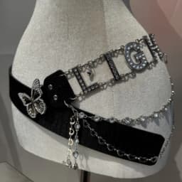New Personalised Y2k Letter Fashion Belt Chain Rhinestone Pu Butterfly Decoration Belt Nightclub Hottie Premium Sexy Belt