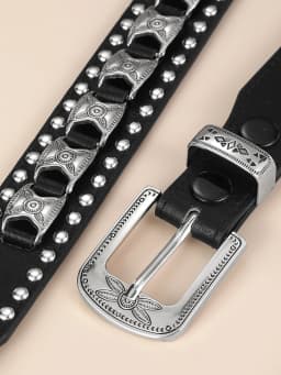 Maikun New Men's European And American Punk Belt Fashion Women's Rivet Wide Waist Cross Border Jeans Belt Unisex