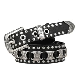 Maikun New Men's European And American Punk Belt Fashion Women's Rivet Wide Waist Cross Border Jeans Belt Unisex