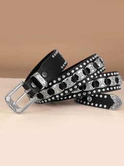Maikun New Men's European And American Punk Belt Fashion Women's Rivet Wide Waist Cross Border Jeans Belt Unisex