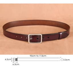 VATLTY 95cm-115cm Women's Leather Belt 33mm Natural Cowhide Alloy Silver Buckle Unisex Brown Belt Fashion Trousers Girdle Male