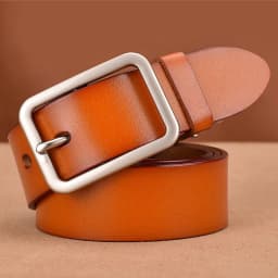 VATLTY 95cm-115cm Women's Leather Belt 33mm Natural Cowhide Alloy Silver Buckle Unisex Brown Belt Fashion Trousers Girdle Male