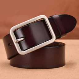 VATLTY 95cm-115cm Women's Leather Belt 33mm Natural Cowhide Alloy Silver Buckle Unisex Brown Belt Fashion Trousers Girdle Male