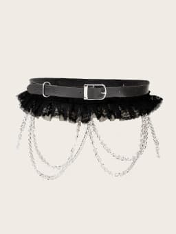 Fashion Harajuku Dark Girl Punk Gothic Style Single-breasted Buttonhole Belt Decoration Jk Waist Chain Strap Women Dress Belt