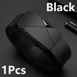 Men's Belt Black Automatic Buckle PU Belt Fashion Brand Luxury PU Leather Belt Business Casual Belt Trend Stylish Waist Belt Man