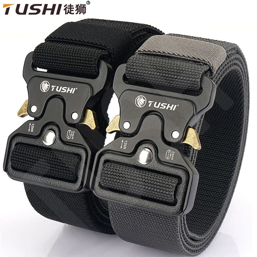 TUSHI Men Army Outdoor Hunting Tactical Multi Function Combat Survival High Quality Marine Corps Canvas For Aluminum Alloy Belt
