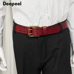 Men's Leather Belt 3.8cm*105-125cm Double Pin Buckle Belts Top Layer Cowhide Genuine Vintage Copper Decor Jeans Male Waistband