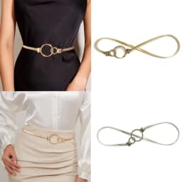 Fashion Metal Elastic Belt for Dresses Thin Waistband Stretch Skinny Round Leaf Buckle Waist Band Ladies Dress Cummerbands New