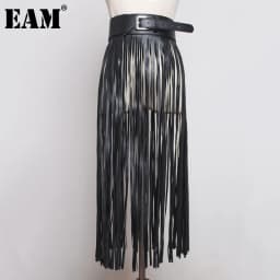 [EAM] New Spring Summer Pu Leather Long Tassel Brief Personality Girdle Decoration Belt Women Fashion Tide 2026 All-match JX375