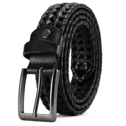 CHAOREN Leather Braided Belts for Mens Casual Woven Leather Belt for Dress Pants