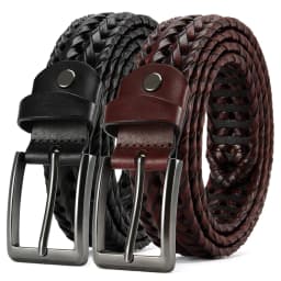 CHAOREN Leather Braided Belts for Mens Casual Woven Leather Belt for Dress Pants
