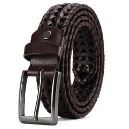 CHAOREN Leather Braided Belts for Mens Casual Woven Leather Belt for Dress Pants