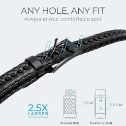 CHAOREN Leather Braided Belts for Mens Casual Woven Leather Belt for Dress Pants