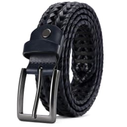 CHAOREN Leather Braided Belts for Mens Casual Woven Leather Belt for Dress Pants