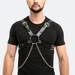 Men's Faux Leather Body Chest Harness Belt with Chain, For Daliy Wear, Paty, Cosplay, Punk Style