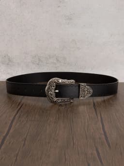 1pc Men's Western Style Distressed Textured Leather Belt, Versatile For Summer Jeans Accessory