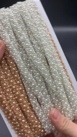 JLZXSY Pearl Beaded Lace Trim Mesh Lace Fabric Clothes Decoration Wedding Dress Collar Sleeve Lace Sew on Applique DIY Crafts