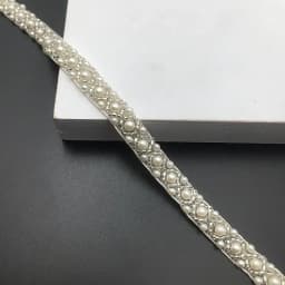 JLZXSY Pearl Beaded Lace Trim Mesh Lace Fabric Clothes Decoration Wedding Dress Collar Sleeve Lace Sew on Applique DIY Crafts