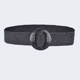Beltox Women Straw Woven Elastic Wide Belt Solid Color with Matching Plastic Buckle