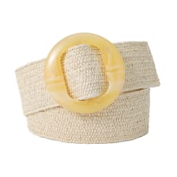 Beltox Women Straw Woven Elastic Wide Belt Solid Color with Matching Plastic Buckle
