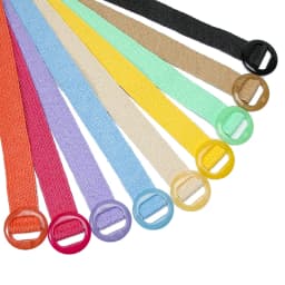Beltox Women Straw Woven Elastic Wide Belt Solid Color with Matching Plastic Buckle