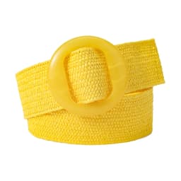 Beltox Women Straw Woven Elastic Wide Belt Solid Color with Matching Plastic Buckle