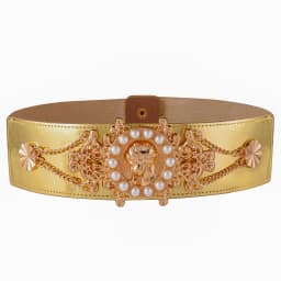 2026 New Ladies Pearl Fashionable Golden Wide Waist Seal Dress Decoration Waist Elastic Belts for Women Luxury Designer Brand