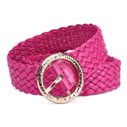 New Fashion Women Braided Bright Colors Belts Circular Gold Buckle Ladies Waist Ornament No Holes All Matching