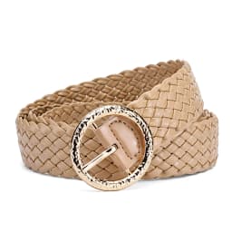New Fashion Women Braided Bright Colors Belts Circular Gold Buckle Ladies Waist Ornament No Holes All Matching