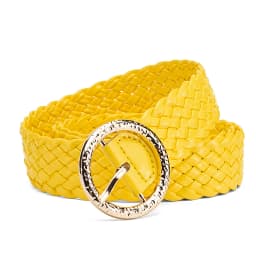 New Fashion Women Braided Bright Colors Belts Circular Gold Buckle Ladies Waist Ornament No Holes All Matching
