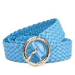 New Fashion Women Braided Bright Colors Belts Circular Gold Buckle Ladies Waist Ornament No Holes All Matching