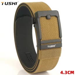 TUSHI Brand 4.3 Wide Thickened Gun Hanging Double-Layer Nylon Cloth Belt Versatile Casual Outdoor Tactical Automatic Buckle Mens