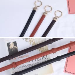Women PU Leather Belt Skinny Thin Adjustable Waistband For Ladies Gold Round Buckle Waist Belt Dress Coat Accessories