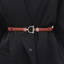 Women PU Leather Belt Skinny Thin Adjustable Waistband For Ladies Gold Round Buckle Waist Belt Dress Coat Accessories