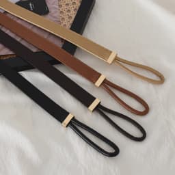Vintage Long Leather Rope Knotted Women Belt Solid Color Korean Thin Waistbands For Female Lady Dress Skirt Decorative Straps