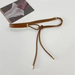Vintage Long Leather Rope Knotted Women Belt Solid Color Korean Thin Waistbands For Female Lady Dress Skirt Decorative Straps