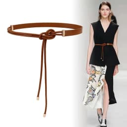 Vintage Long Leather Rope Knotted Women Belt Solid Color Korean Thin Waistbands For Female Lady Dress Skirt Decorative Straps