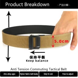 TUSHI 5.0cm Hard Tactical Gun Belt for Men Metal Automatic Buckle Thick Nylon Police Military Belt Casual Belt IPSC Girdle Male