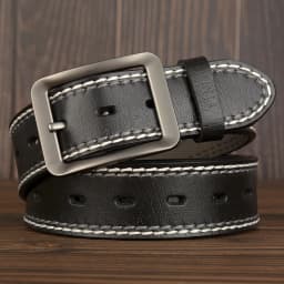 3.8CM Fashion Men Belts Genuine Leather Luxury Designer Vintage Thread Waist Belt For Jeans Cinturon Cowboy Hombre Dropshipping