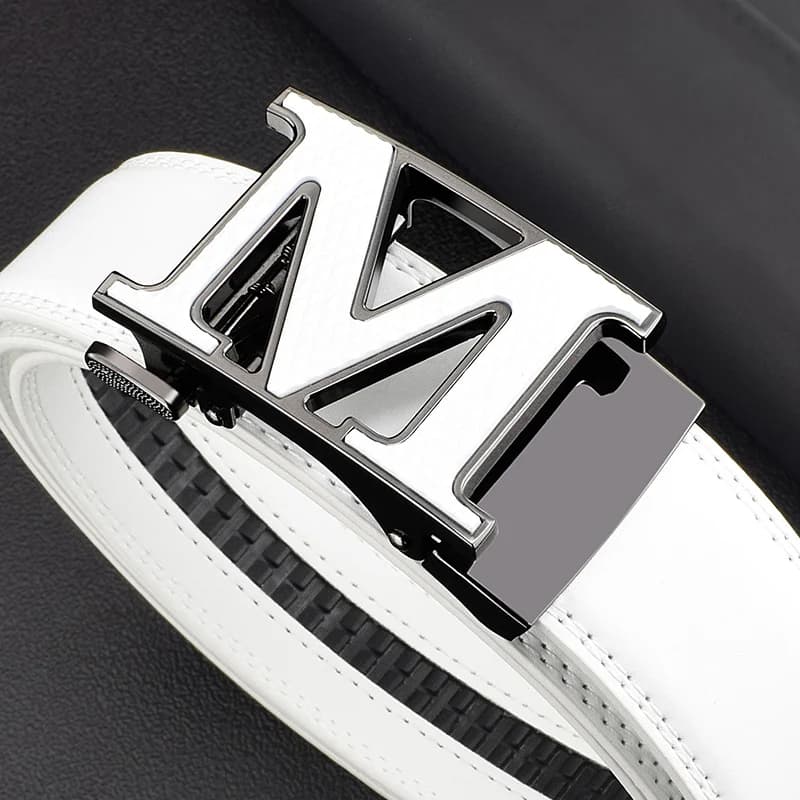 M letter Men Designer Belts High Quality White Luxury Brand Belt Automatic Buckl Cowskin Casual Waist Strap Ceinture Homme