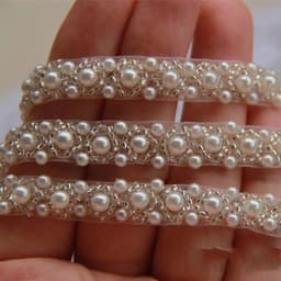 JLZXSY 1 Yard Silver Pearl Beaded Trim Bridal Pearl Trim Sew on Wedding Applique Belt Headband Accessories