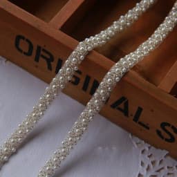 JLZXSY 1 Yard Silver Pearl Beaded Trim Bridal Pearl Trim Sew on Wedding Applique Belt Headband Accessories