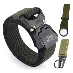 KOLBER 110cm/125cm/140cm Elastic Belt for Men Aluminum Buckle Quick Release Outdoor Casual Belt Military Tactical Belt Male