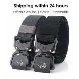 KOLBER 110cm/125cm/140cm Elastic Belt for Men Aluminum Buckle Quick Release Outdoor Casual Belt Military Tactical Belt Male